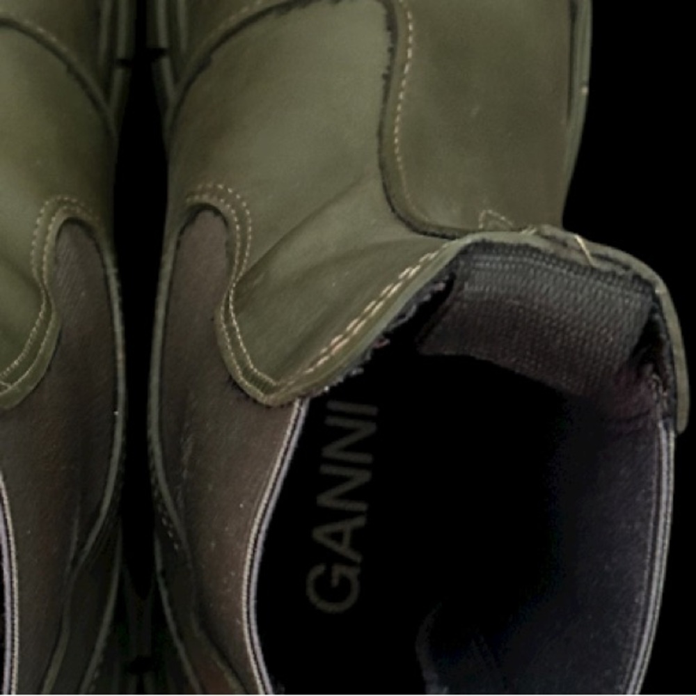 GANNI City Boots Mid Calf Boots Chunky Soles in Green Size 6 - Picture 11 of 13